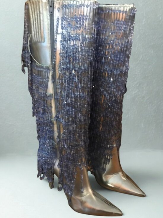 Jeffrey Campbell Shoes - Knee -high, Jeffrey Campbell, Beaded Fringe Boots